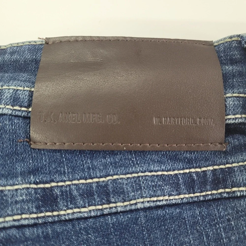 TK‎ Axel Mens Slim Bootcut Jeans 42x30 Eaton Wash Embroidered Pockets AXMB0056